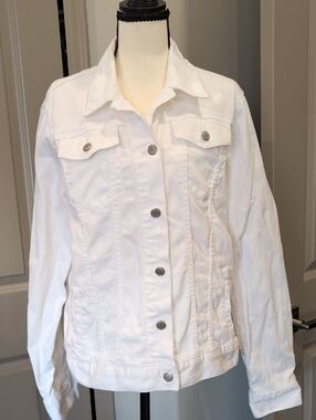 The Limited White Denim Jacket with Button Front